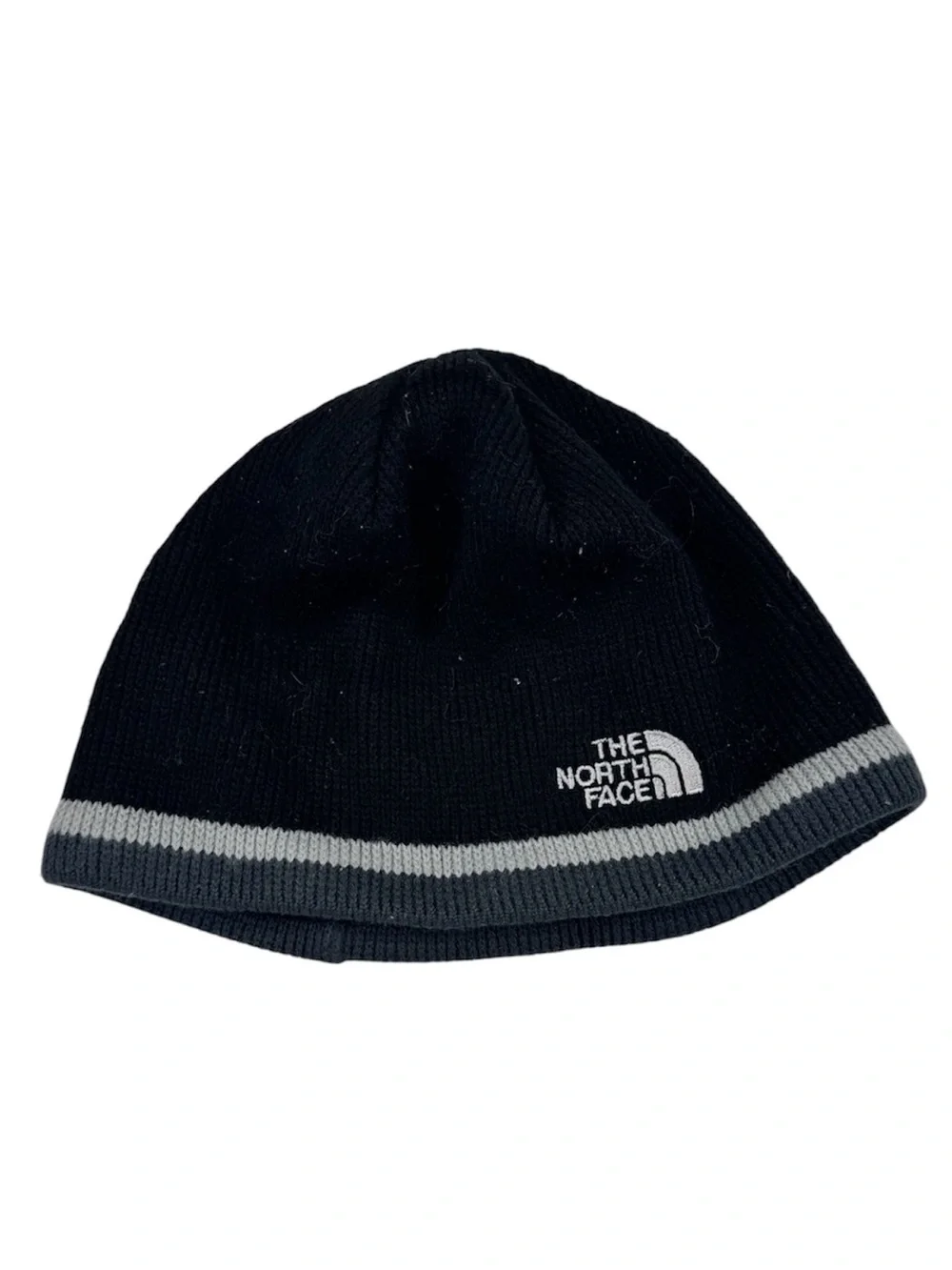 Vintage The North Face Knit Beanie Kids Ages 3–7 Black Gray Classic Wool Blend